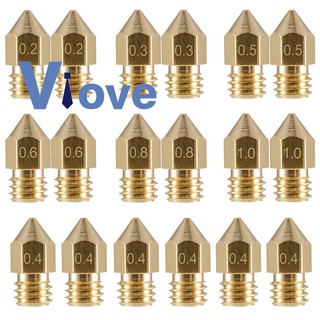 18Pcs 3D Printer M6 Extruder Brass Nozzle Print Head for MK8 Makerbot