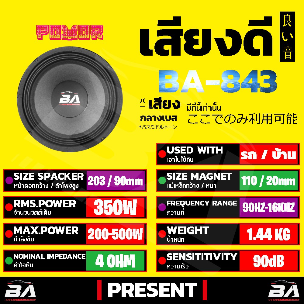 ba-sound-ดอกลำโพง-8-นิ้ว-350วัตต์-ba-843-4-8ohm-ลำโพงเสียงกลาง-8-นิ้ว-ลำโพง-8-นิ้ว-ลำโพงซับ8นิ้ว-ดอก8นิ้ว-ลำโพงติดรถยนต์