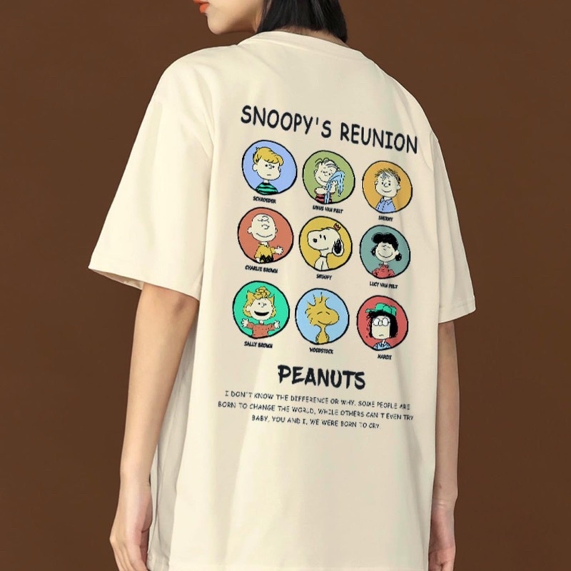 snoopy-s-reunion-เสื้อยืดสไตล์เกาหลี-เนื้อผ้า-cotton-100-ป้าย-call-me-again-by-towearstoreหนาการ์ตูน