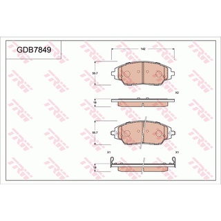 ผ้าดิสเบรคหน้า CHEVROLET SONIC T300 1.4 2011- SPIN 1.5 2013- GDB7849 TRW