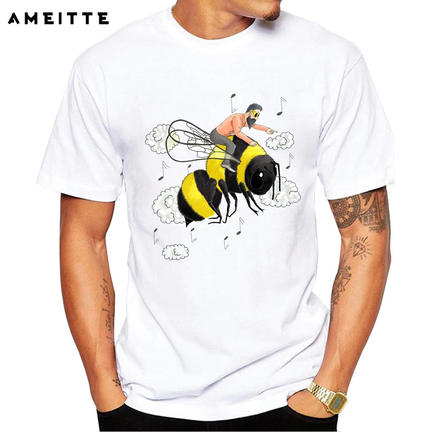 new-เสื้อยืดพิมพ์ลายการ์ตูนผึ้งแฟชั่นสำหรับผู้ชาย