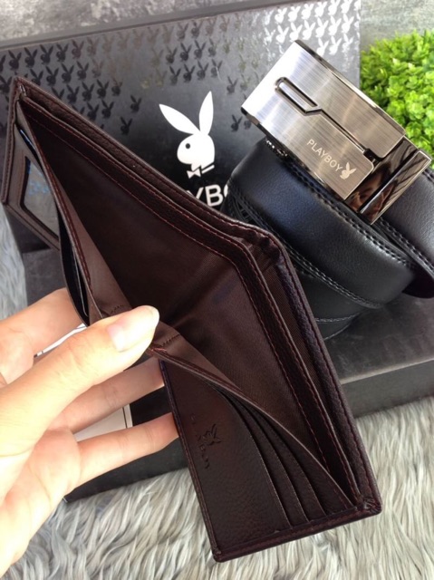 playboy-leather-belt-amp-wallet-value-pack-oem-factory-เข็มขัดหนัง-กระเป๋าสตางค์หนังแท้