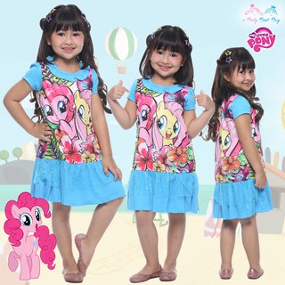 ชุดเดรส My Little Pony สีฟ้า แขนตุ๊กตา ลิขสิทธิ์ฮาสโบแท้ โพนี่แท้ (สำหรับเด็ก4-6-8-10 ปี)