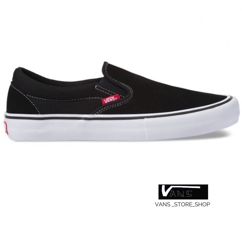 ราคาและรีวิวVANS SLIP ON PRO BLACK WHITE SNEAKERS สินค้ามีประกันแท้