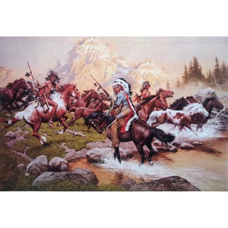 โปสเตอร์ ภาพวาด อเมริกัน อินเดียแดง Native American Indian POSTER 24”x35” Inch Painting Western V14