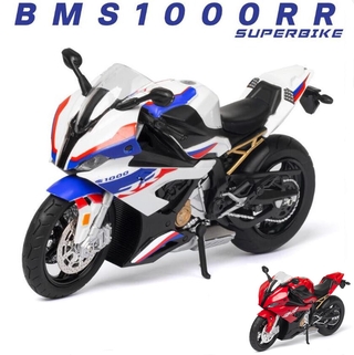 1:12 BMW S1000RRรถจักรยานยนต์หุ่นอัลลอยโมเดลรถเหล็กรถจักรยานยนต์รุ่นเก็บจักรยานยนต์ของเล่น