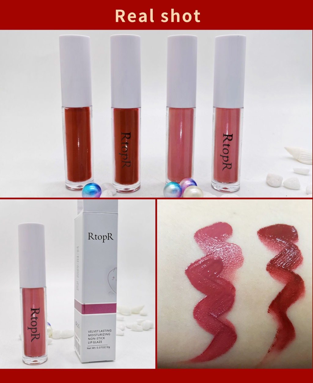 รูปภาพเพิ่มเติมเกี่ยวกับ RtopR FDA เครื่องสําอางลิปสติก ลิปกลอส ให้ความชุ่มชื้น กันน้ําติดทนนาน เครื่องสำอาง, ลิป, Velvet Lasting Moisturizing Non-stick Lip R01