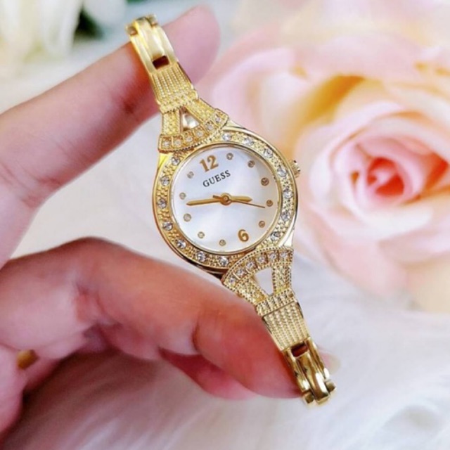 นาฬิกา-guess-womens-stainless-steel-crystal-vintage-inspired-bracelet-watch-u1032l2-สแตนเลส-สีทอง-22-5-มม