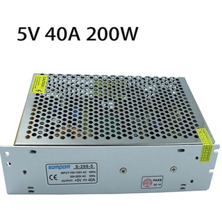 สวิทช์อะแดปเตอร์จ่ายไฟ AC TO DC 5V 40A 200W เครื่องแปลงแรงดันไฟฟ้าสำหรับจอแสดงผลแอลอีดี(1833)