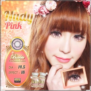 Nudy Pink(2) บิ๊กอาย สีชมพู นู้ดดี้ ชมพู ขอบดำ ตัดขอบ โทนแบ๊ว สดใส Pretty Doll Contact Lens Bigeyes คอนแทคเลนส์ ค่าสายตา