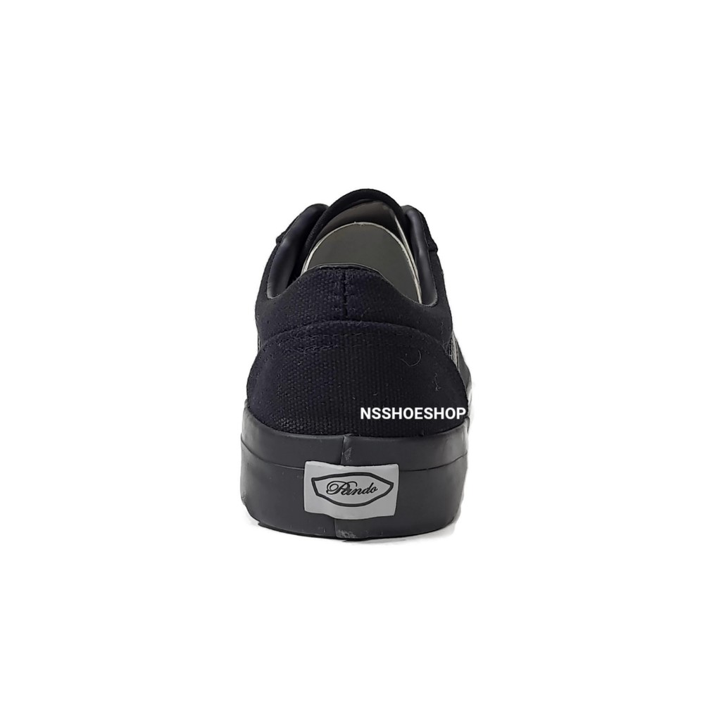 ภาพสินค้ารองเท้าผ้าใบสีดำ Pando by Leo ลีโอ E8 ทรงแวนส์ 37-45 สีดำล้วน รองเท้าผ้าใบ จากร้าน nsshoeshop บน Shopee ภาพที่ 3