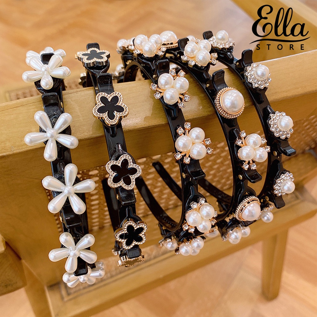 ellastore123-ที่คาดศีรษะเรซิ่นไข่มุกเป็นมิตรกับสิ่งแวดล้อมสําหรับสตรี