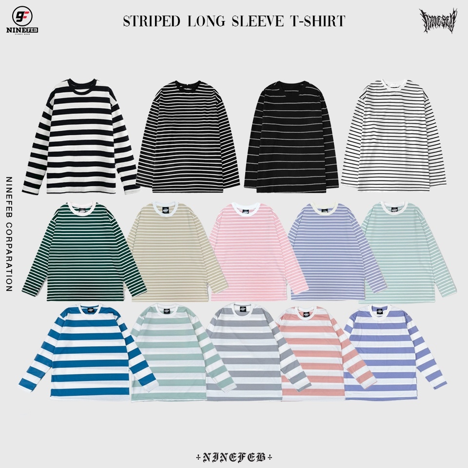 ลดล้างstock-9feb-striped-t-shirt-แขนยาว-พร้อมส่ง