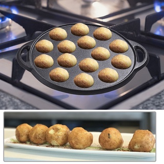 ☒Meatball Pot 15 Holes Cast Iron Thickened Cooking No Coating Easy Clean Home Durable Restaurant Takoyaki Octopus Ball F