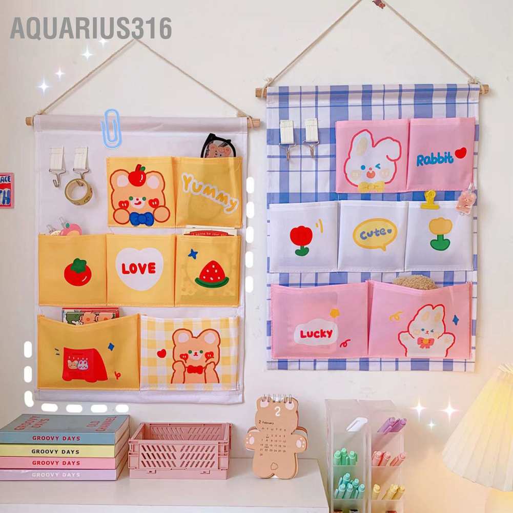 aquarius316-กระเป๋าผ้า-แบบแขวนผนัง-สําหรับตกแต่งบ้าน-หอพัก-ข้างเตียง-ตู้เสื้อผ้า