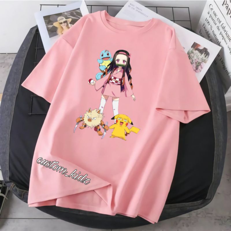 เสื้อยืด-ลาย-nezuko-pokemon-demon-slayer-tokyo-japan-สําหรับเด็ก