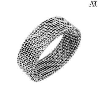 ANGELINO RUFOLO Ring ดีไซน์ Knit แหวนผู้ชาย Stainless Steel 316L(สแตนเลสสตีล)คุณภาพเยี่ยม สีเงิน