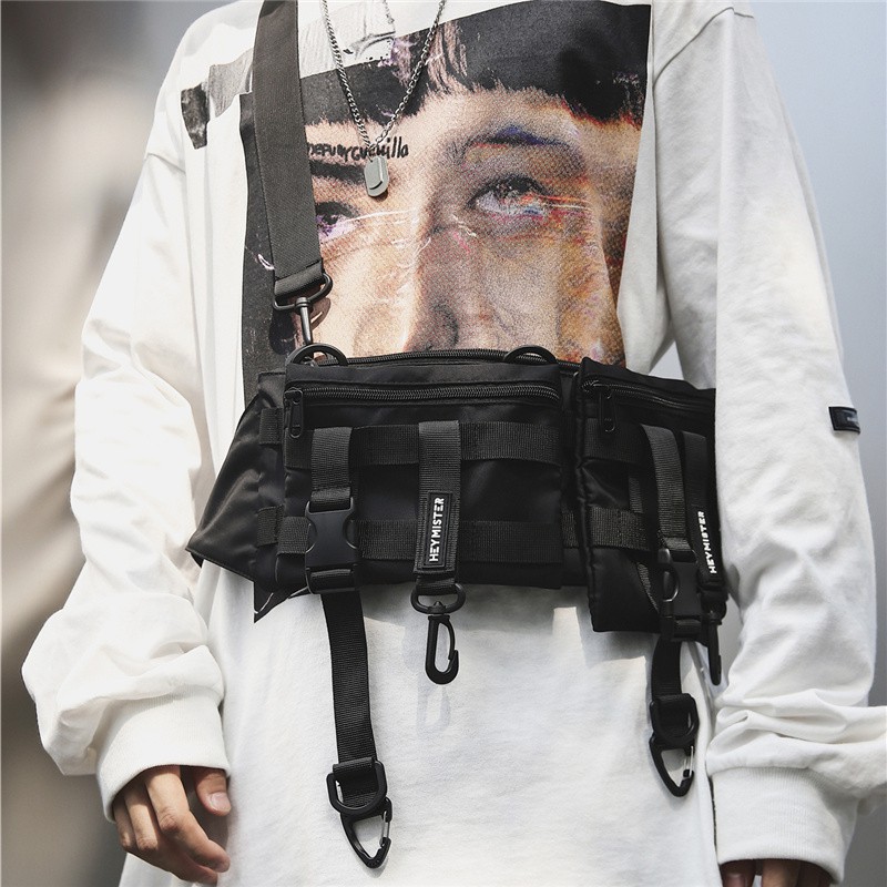 tactical-chest-bag-กระเป๋าคาดหน้าอกสไตล์ฮิปฮอป-men-rig-bag-กันน้ำ-กระเป๋าสะพายข้าง-hip-hop-street-wear-sling-shoulder-bag