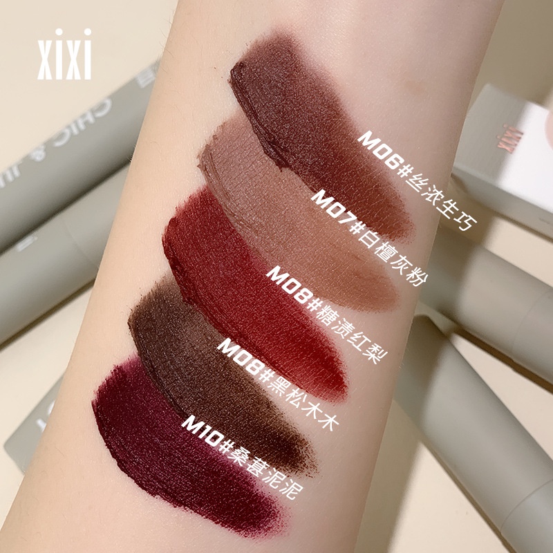 xixi-ลิปสติก-เนื้อแมตต์กํามะหยี่-กันน้ํา-10-สี