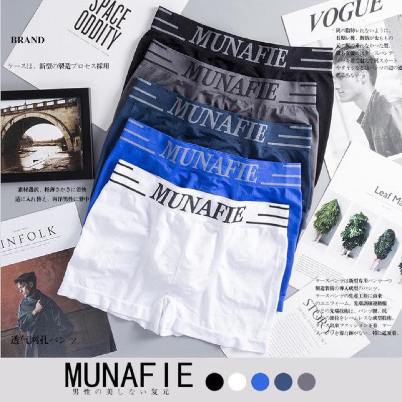 ภาพหน้าปกสินค้าZAKA กางเกงในชาย บ๊อกเซอร์ Boxer ยี่ห้อ MUNAFIE มี 5 สี ให้เลือก G1 แบบใหม่ ไม่มีถุงซิป แพ็คธรรมดา ขนาดฟรีไซค์