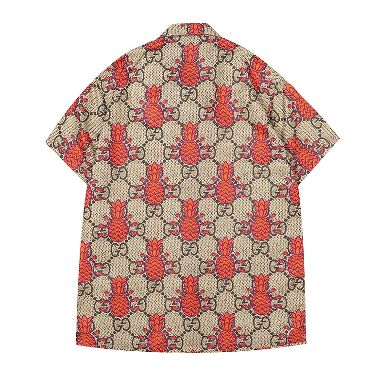 เสื้อเชิ้ตแขนสั้นลําลอง-คอปก-ลายสับปะรด-gg-พลัสไซซ์