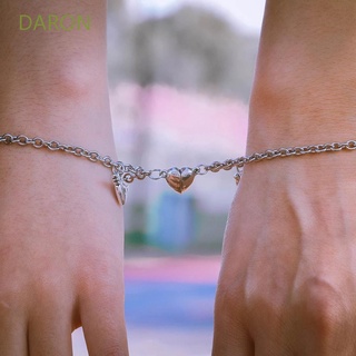 Daron สร้อยข้อมือสแตนเลสรูปหัวใจ 2 ชิ้น / ชุดสําหรับผู้หญิงและผู้ชาย