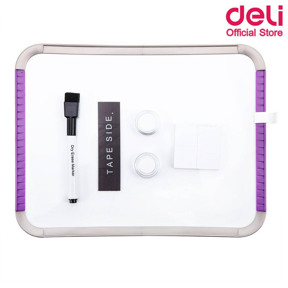 deli-39154-whiteboard-กระดานไวท์บอร์ดขอบมน-กระดานแม่เหล็ก-พร้อมอุปกรณ์ใช้งาน-279-216mm-เครื่องเขียน