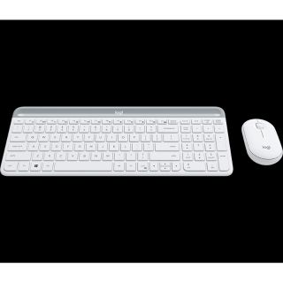 Logitech Slim Combo MK470 ไทยคีย์บอร์ด พร้อมเม้าส์ แบบบาง ปุ่มเงียบ Compact, Quiet Keyboard and Mouse - White (สีขาว)