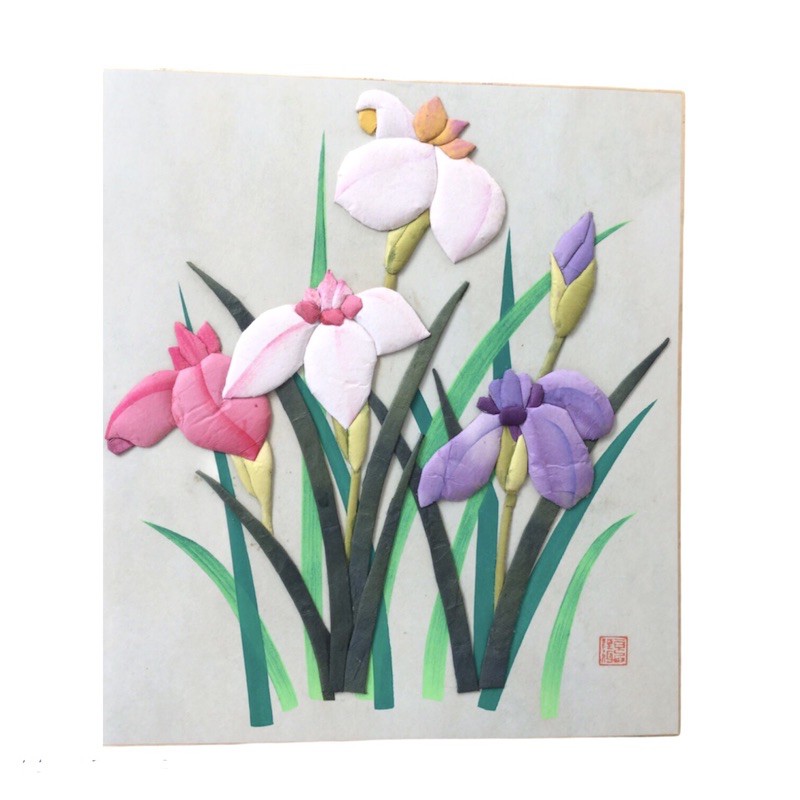 ศิลปะกระดาษสาญี่ปุ่น-ดอกไม้ตัวนูน-งานละเอียด