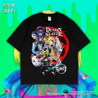 เสื้อยืด ขนาดใหญ่ พิมพ์ลาย Psycho Crucify Demon Slayer: Kimetsu No Yaiba | สีดํา | สีเทาเข้ม | เสื้อเชิ้ต ลาย Demon Slay