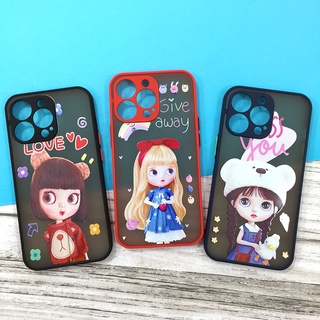 i6 i6+ i11 i11promax i12 i12promax i13 i13pro i13promax เคสTPU ขอบสีหลังขุ่น กันเลนส์กล้อง เคสกันกล้อง ลายการ์ตูน