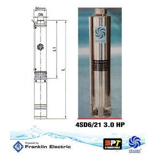 (เฉพาะชุดใบพัด) ซับเมอร์สSTAIR 3แรง2" 21ใบประกัน1ปีใช้กับมอเตอร์สFranklin 4SD6/21 3.0 HP