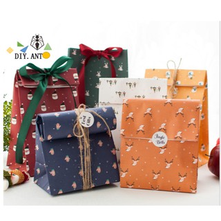 💐DIY💐พร้อมส่ง ถุงกระดาษใส่ของขวัญ ถุงกระดาษใส่ของที่ระลึก ถุงของขวัญแบบแบน ถุงกระดาษคริสต์มาสขนาดเล็ก