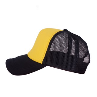 สินค้า Summer Classic Cap หมวกตาข่ายปรับได้ สีเหลือง ตาข่ายสีดำ
