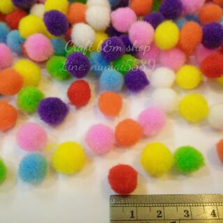 ปอม ปอม คละสี 10mm. ตกแต่งงานฝีมือ 50-100 ชิ้น