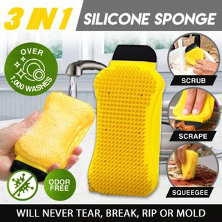 ฟองน้ำ ซิลิโคน 3in1 Sponge Silicone รุ่น 3in1Sponge-05d-J1