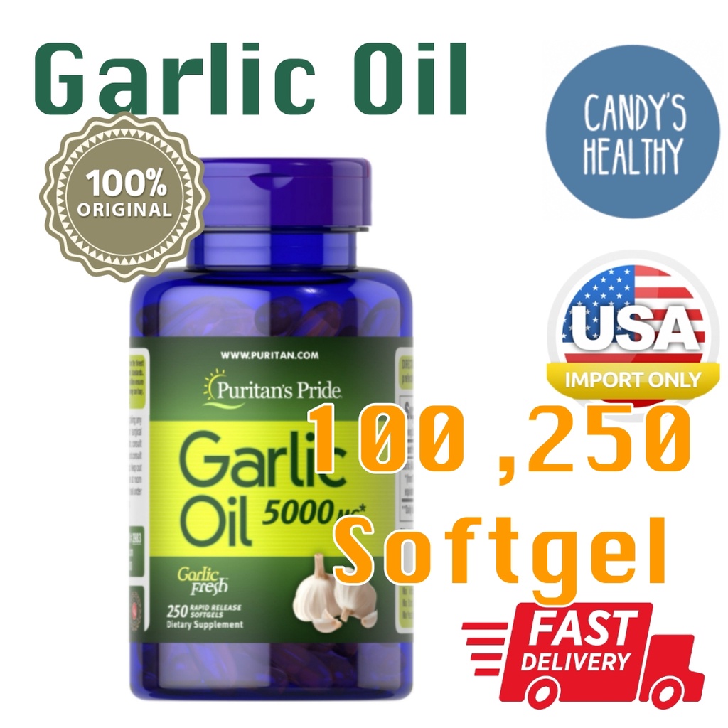 พร้อมส่ง-puritans-pride-garlic-oil-5000-mg-100-250-rapid-release-softgels