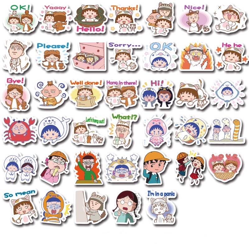 สติ๊กเกอร์-maruko-94-มารูโกะ-40-ชิ้น-หนูน้อยจอมซ่า-มารุโกะจัง-หนูน้อยจอมฮา-มารูโกะจัง-จิบิ-มารุโกะจัง-ญี่ปุ่น-การ์ตูน