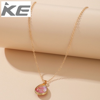 Simple Water Drop Pendant Necklace Single Color Stone Necklace Sweater Chain Women for girls