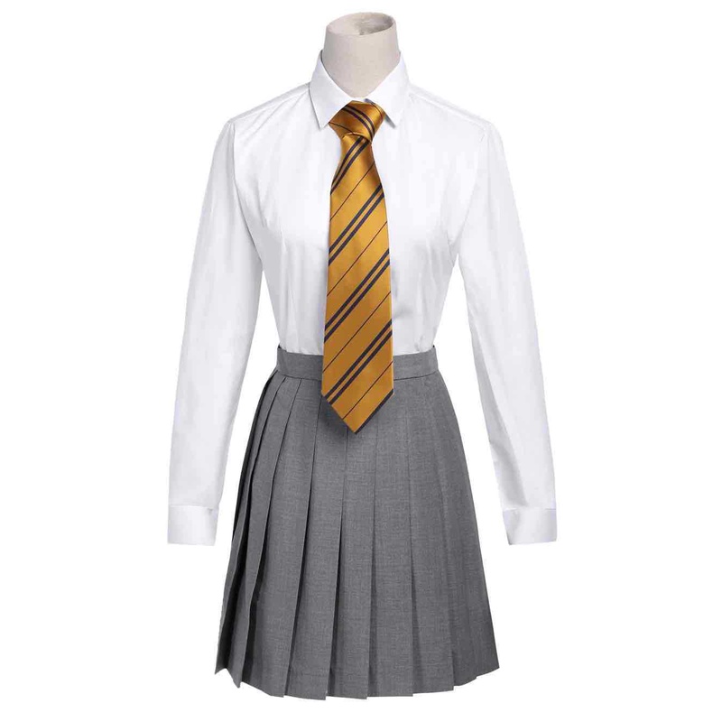 ชุดยูนิฟอร์มนักเรียน-เสื้อเชิ้ตคอสเพลย์-hermin-preppy-สีขาว-กระโปรงพลีท-สีเทา-สําหรับผู้หญิง