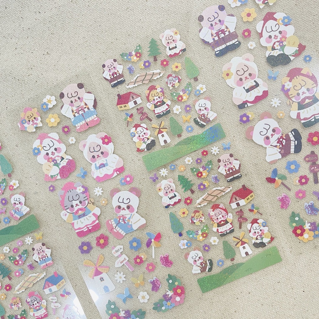 galicici-stickers-เกาหลีใต้อินสติกเกอร์-การ์ตูนหมีโฮโลแกรมสติกเกอร์-สติกเกอร์ตกแต่ง-วัสดุdiy