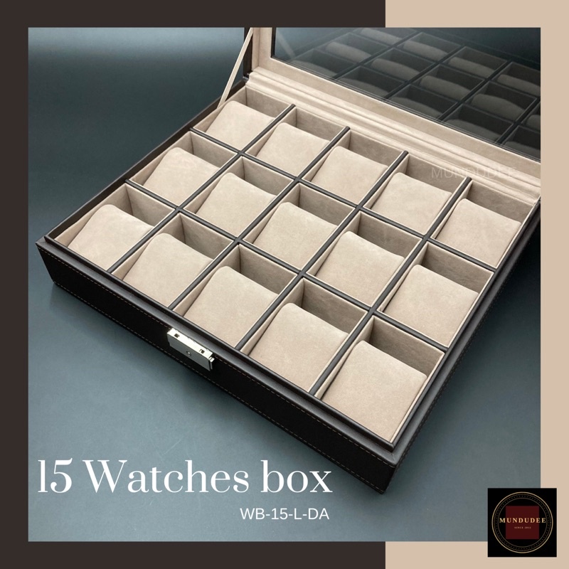ภาพหน้าปกสินค้ากล่องใส่นาฬิกา 15 เรือน,15-Slot Leather Watch Box