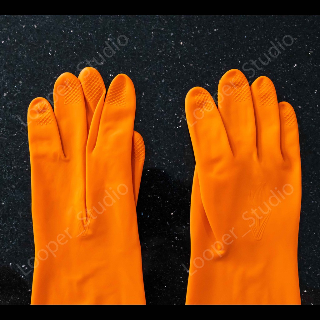 ถุงมือยางงานทั่วไป-เกาหลี-ขนาด-12-นิ้ว-สีส้ม