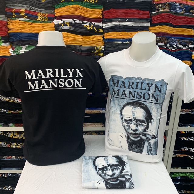 เสื้อวง-marilyn-manson-เสื้อวงดนตรี-เสื้อวงร็อค-สกรีนสวย-สินค้าพร้อมส่ง