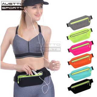 Austto Slim Running Belt Outdoor Running Cycling Waist Pouch Bag Fitness Workout Sport Fanny Pack with Earphone Hole Fits Max 6.5 Phone