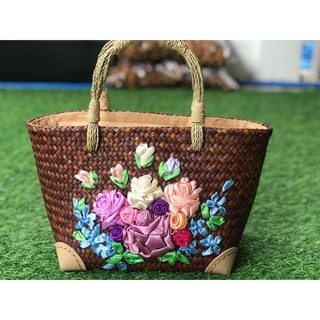 กระเป๋าสาน กระเป๋าถือรักษ์โลก Handmade bag กระเป๋ากระจูดปักลาย