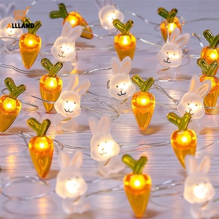 สายไฟหิ่งห้อย Led 20 ดวง รูปกระต่าย แครอท ยาว 2 เมตร ใช้แบตเตอรี่ กันน้ํา พร้อมกล่องแบตเตอรี่ สําหรับตกแต่งอีสเตอร์