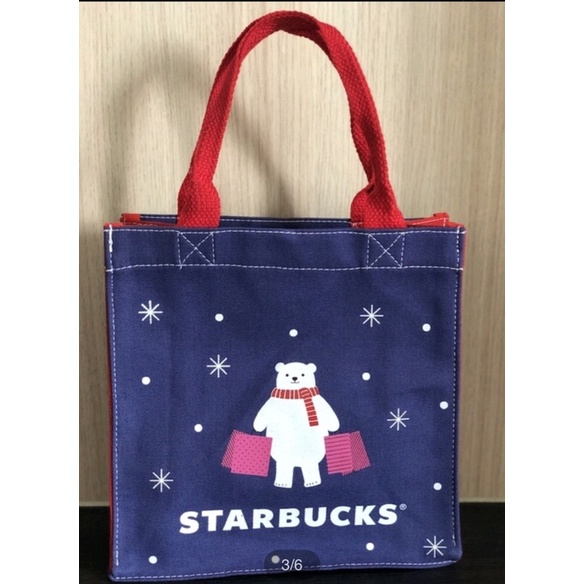 กระเป๋าสตาร์บัค-starbuck-ของแท้100-ลายน้องหมี-สีม่วง