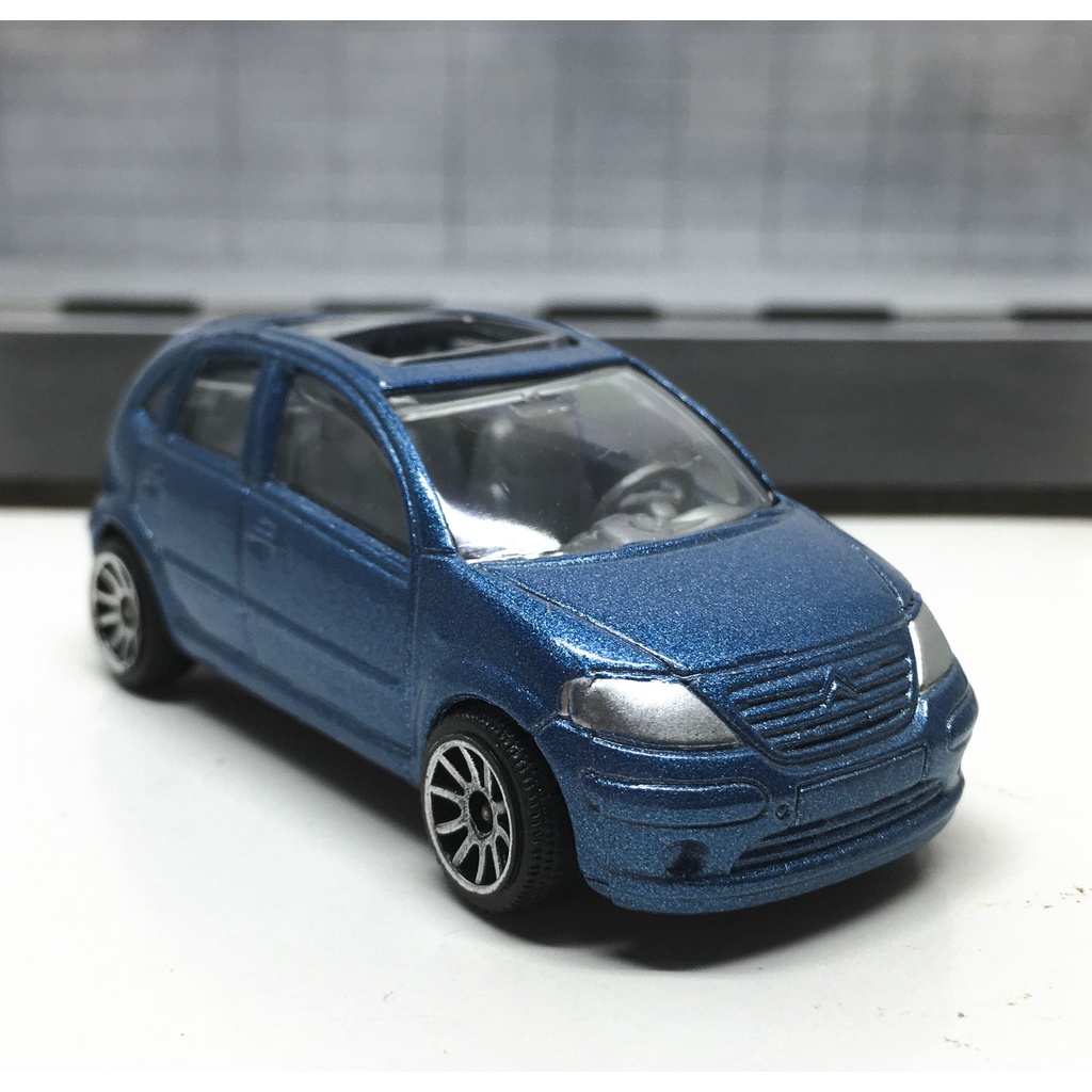 Voiture Miniature Majorette Citroën C3 2001 Bleu Métallisé - Échelle 1:58, Roues 5U, Neuve