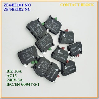 ZB4-BE CONTACT BLOCK คอนแทกบล็อคสำหรับสวิตช์ปุ่มกดZB4 รุ่น:ZB4-BE101 NO,ZB4-BE102 NC Ith: 10A AC15 240V-3A แพ็คละ 5 ชิ้น